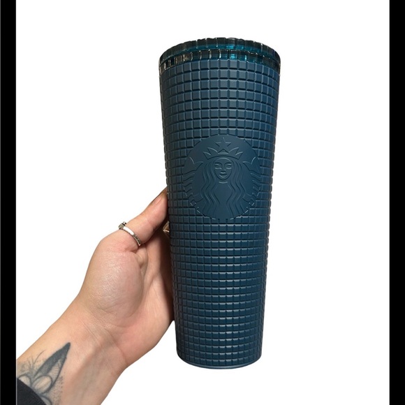 Starbucks Other - Starbucks Winter 2023 Navy Blue Soft Touch grid Tumbler Cold Cup 24oz Venti